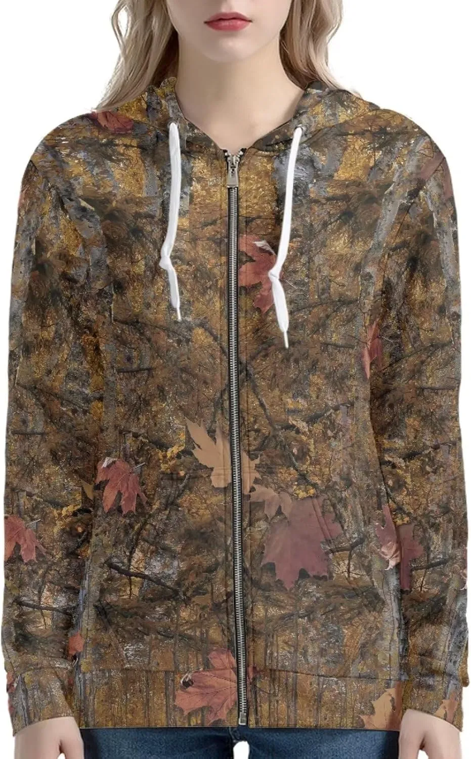 Women's Long Sleeve Hoodie with Smooth Zipper Casual Sweatshirt Y2K Hooded Cardigan Size XS-5XL