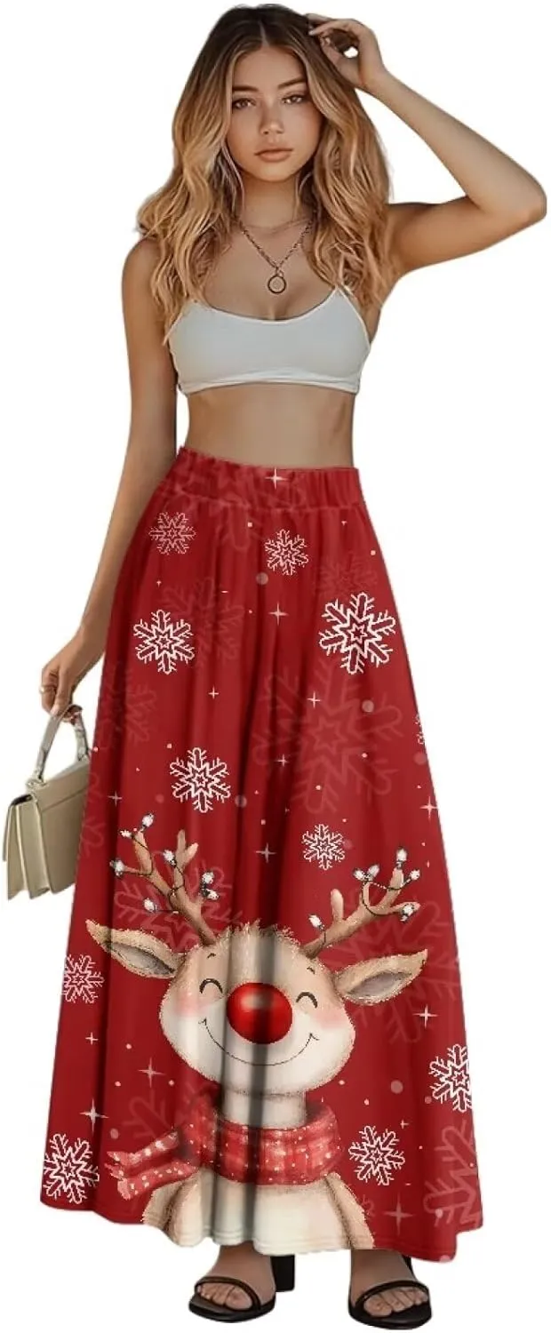 Women's Maxi High Waist Pleated Skirt with Pockets Lightweight Casual Long Skirts Flowy Swing Ankle Length