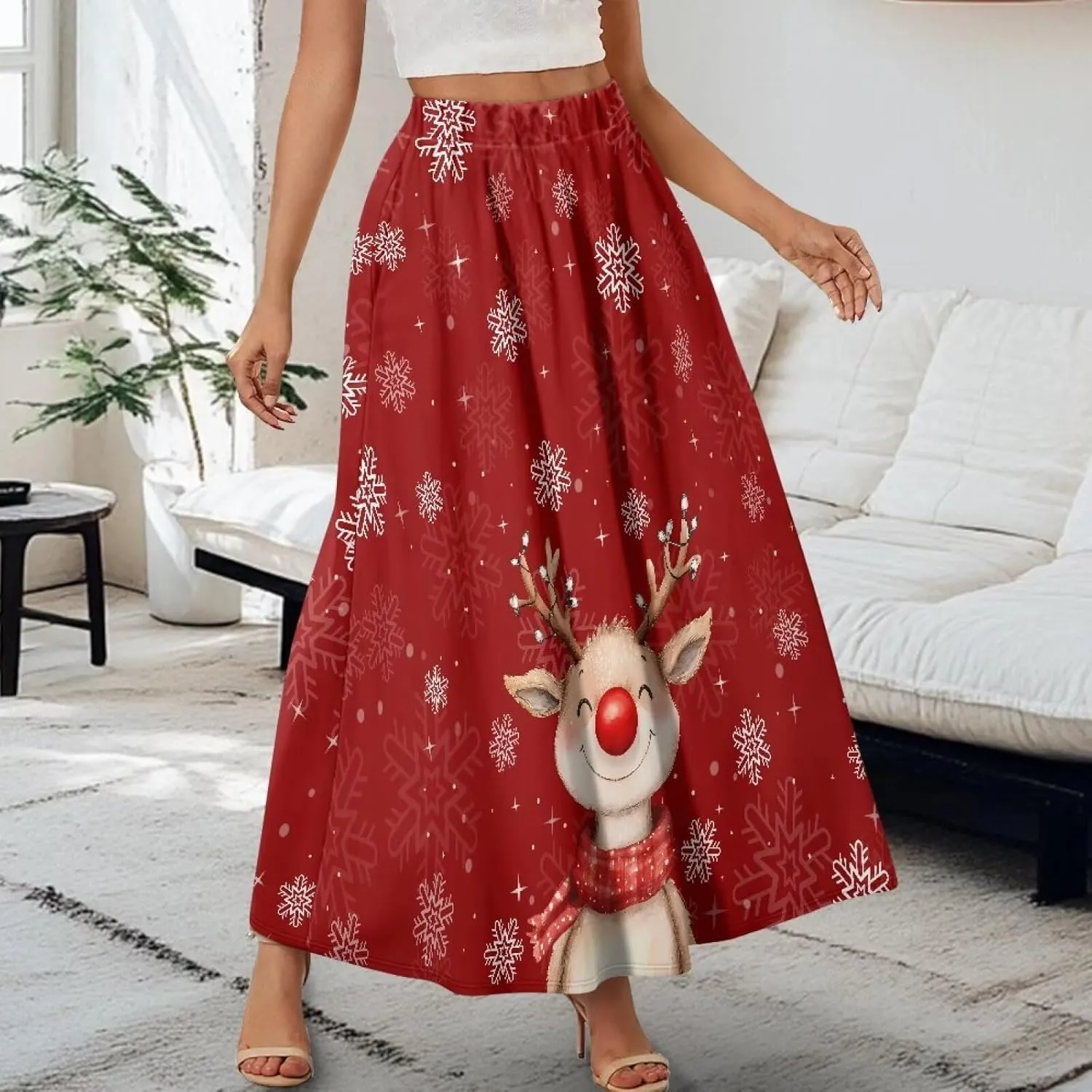 Women's Maxi High Waist Pleated Skirt with Pockets Lightweight Casual Long Skirts Flowy Swing Ankle Length