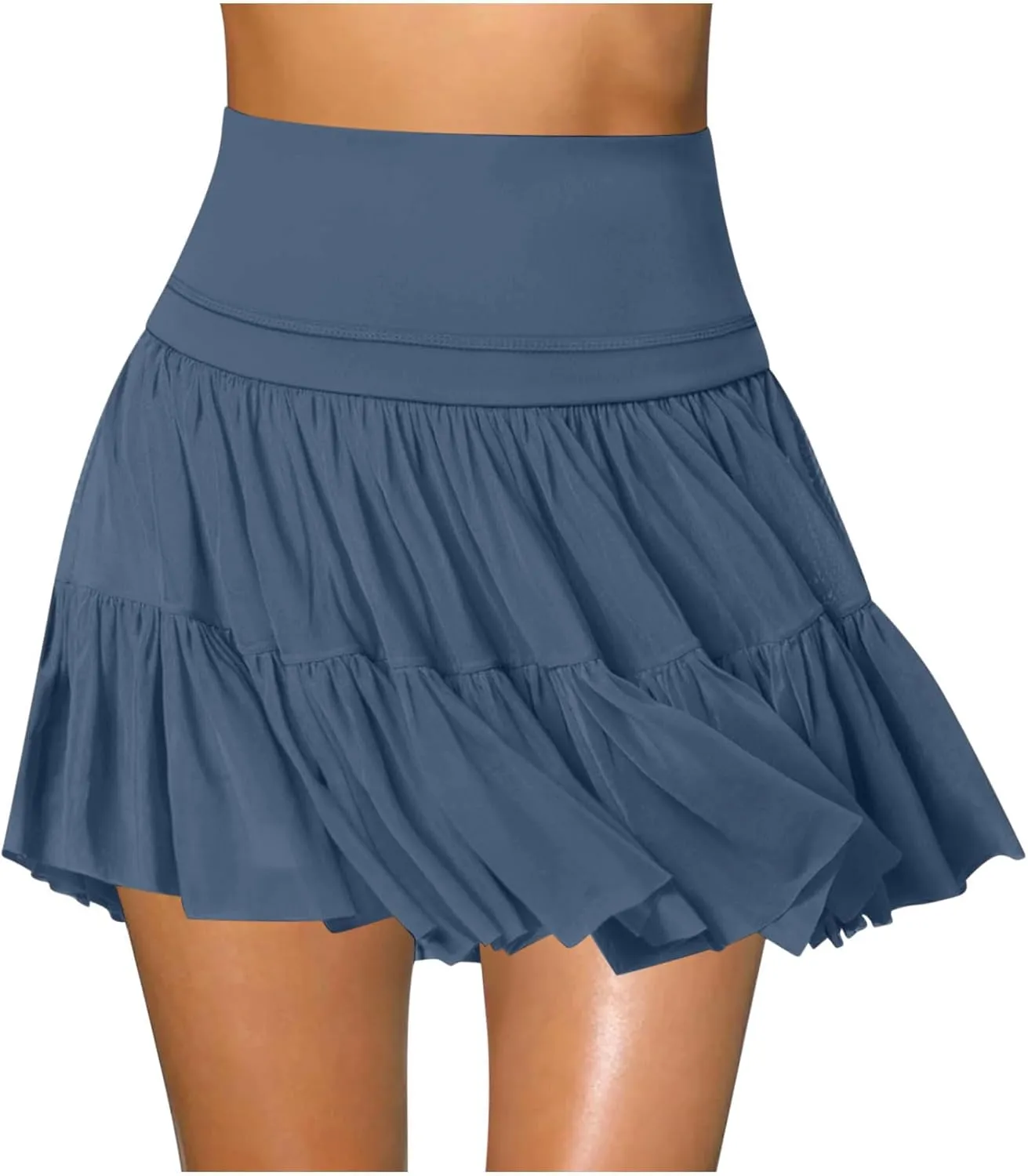 Womens Mini Skirt Flowy Pleated High Waisted Skort Ruffle Tennis Skirts Athletic Skater Golf Skirts with Shorts Pockets