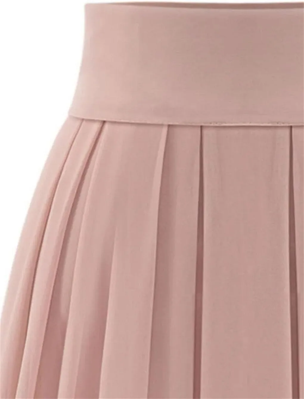 Women's Pleated Skirts Elastic High Waist A-Line Solid Color Slim Fit Casual Midi Swing Skirt