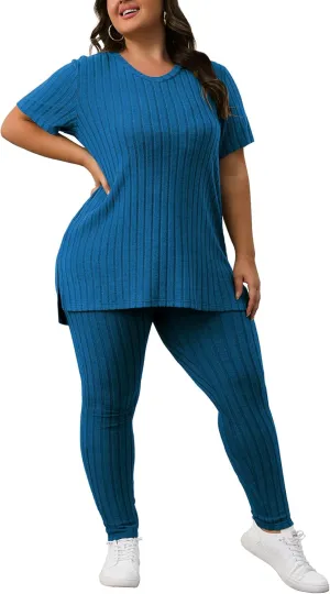 Women's Plus Size Two Piece Outfits Sweatsuits Sets Long Sleeve Hoodies Tracksuit Lounge Sets