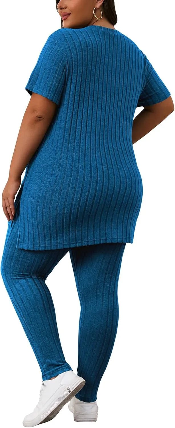 Women's Plus Size Two Piece Outfits Sweatsuits Sets Long Sleeve Hoodies Tracksuit Lounge Sets