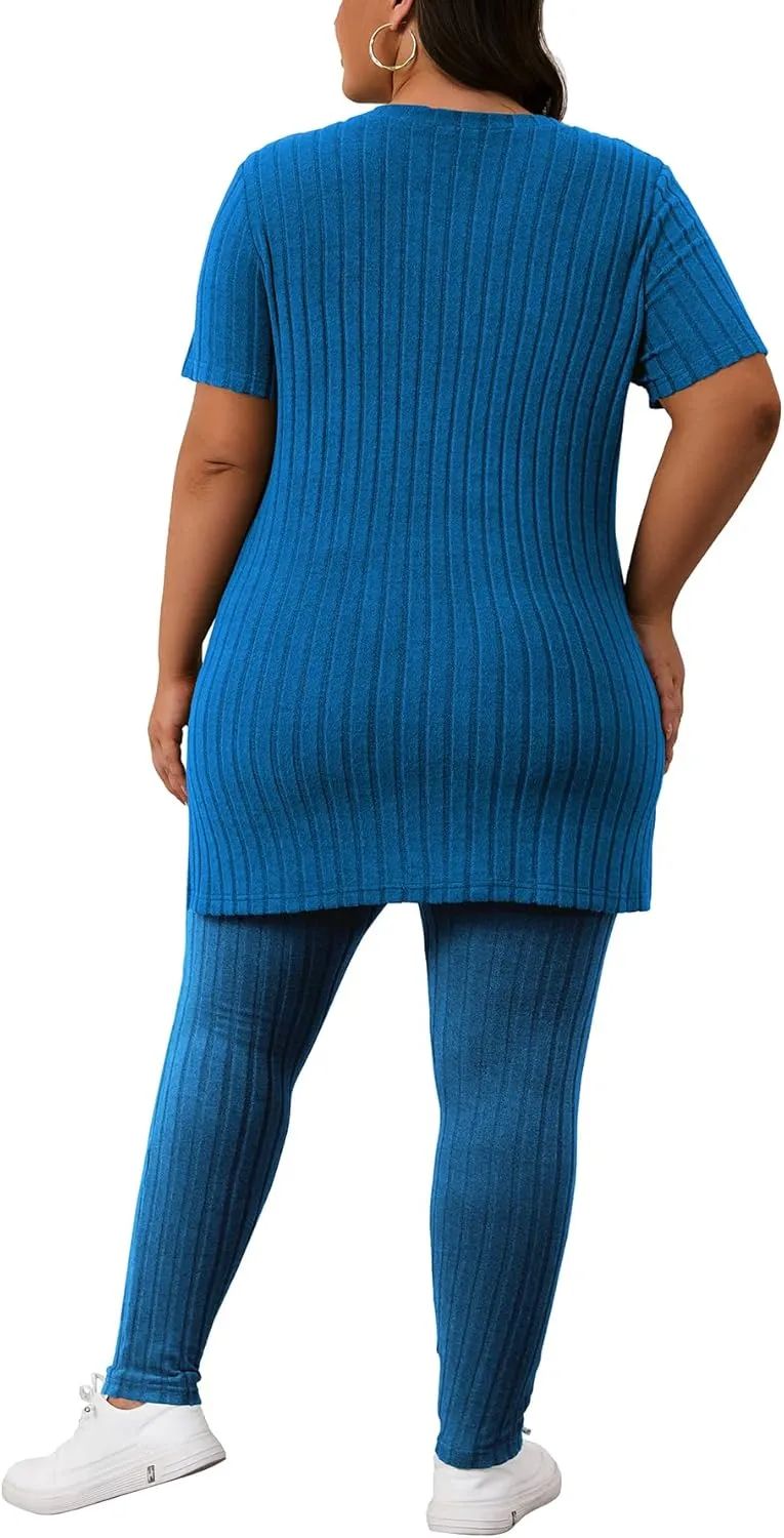Women's Plus Size Two Piece Outfits Sweatsuits Sets Long Sleeve Hoodies Tracksuit Lounge Sets