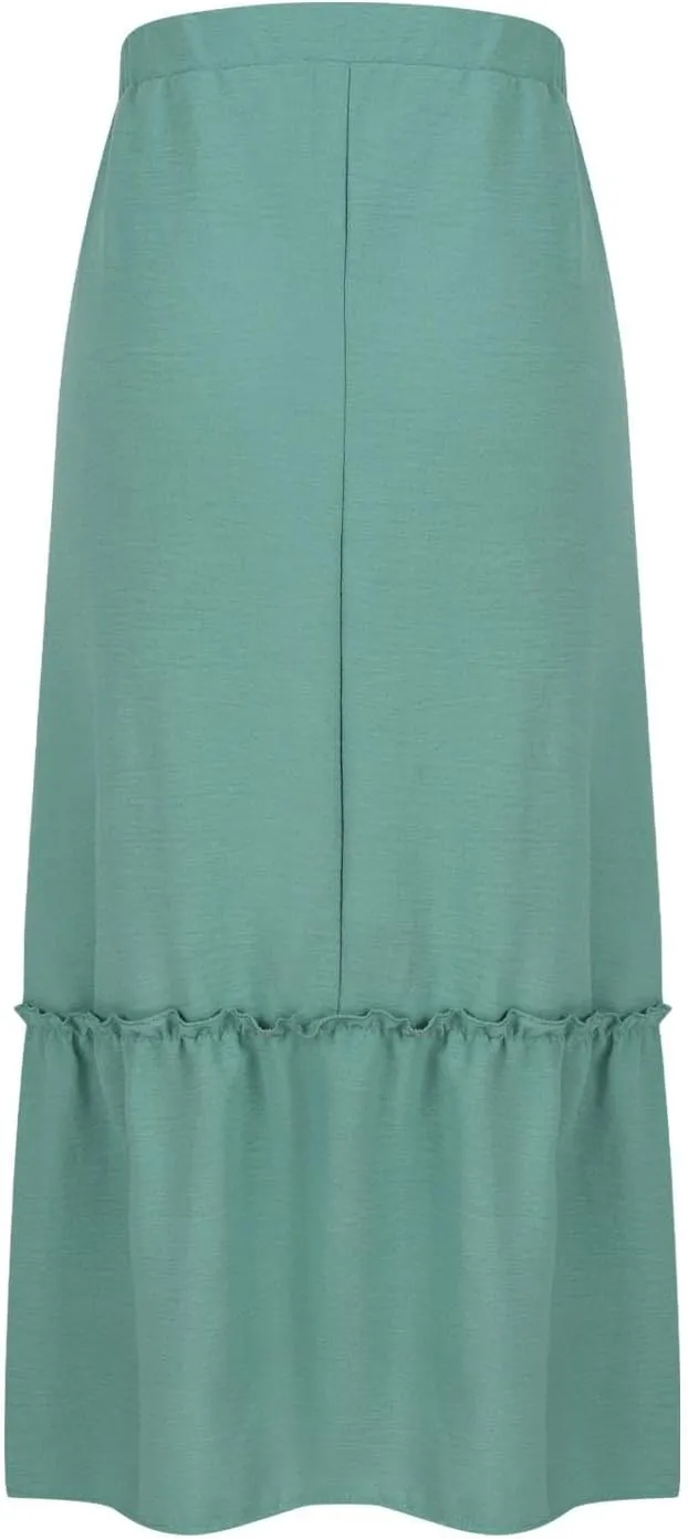 Womens Ruffle Skirts with Pockets, Ladies Summer Casual Beach Skirt Bohemian Mid Calf Length Skirts 2025 Trendy