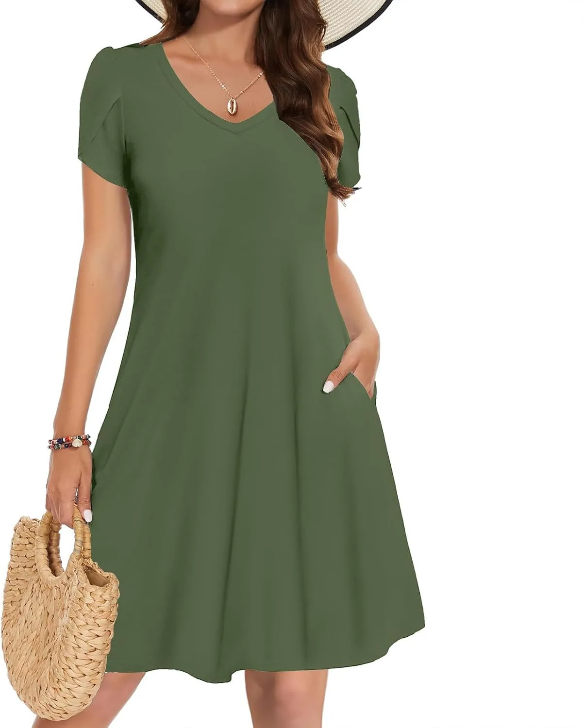 Womens Summer Dresses Casual Floral Sun Dresses Mini a-line Dress Flowy Beach Swing Dress 2025 Vacation with Pockets