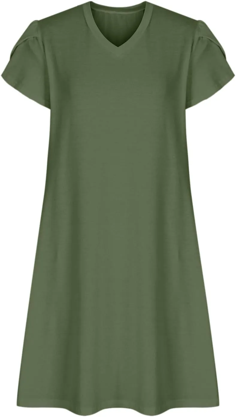 Womens Summer Dresses Casual Floral Sun Dresses Mini a-line Dress Flowy Beach Swing Dress 2025 Vacation with Pockets