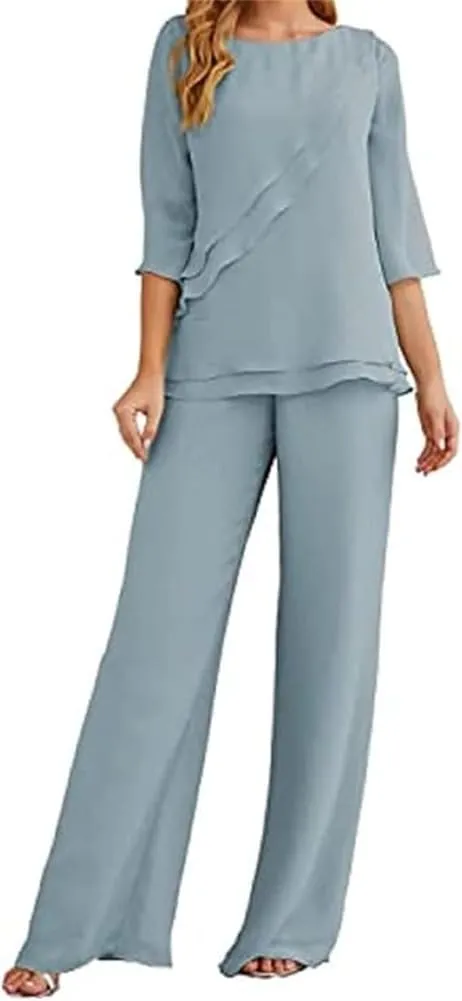 Women's Wedding Pant Suits Elegant Mother of The Bride Pant Suit Chiffon Pants Suits for Women