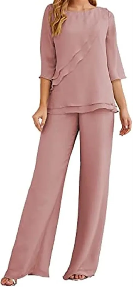 Women's Wedding Pant Suits Elegant Mother of The Bride Pant Suit Chiffon Pants Suits for Women