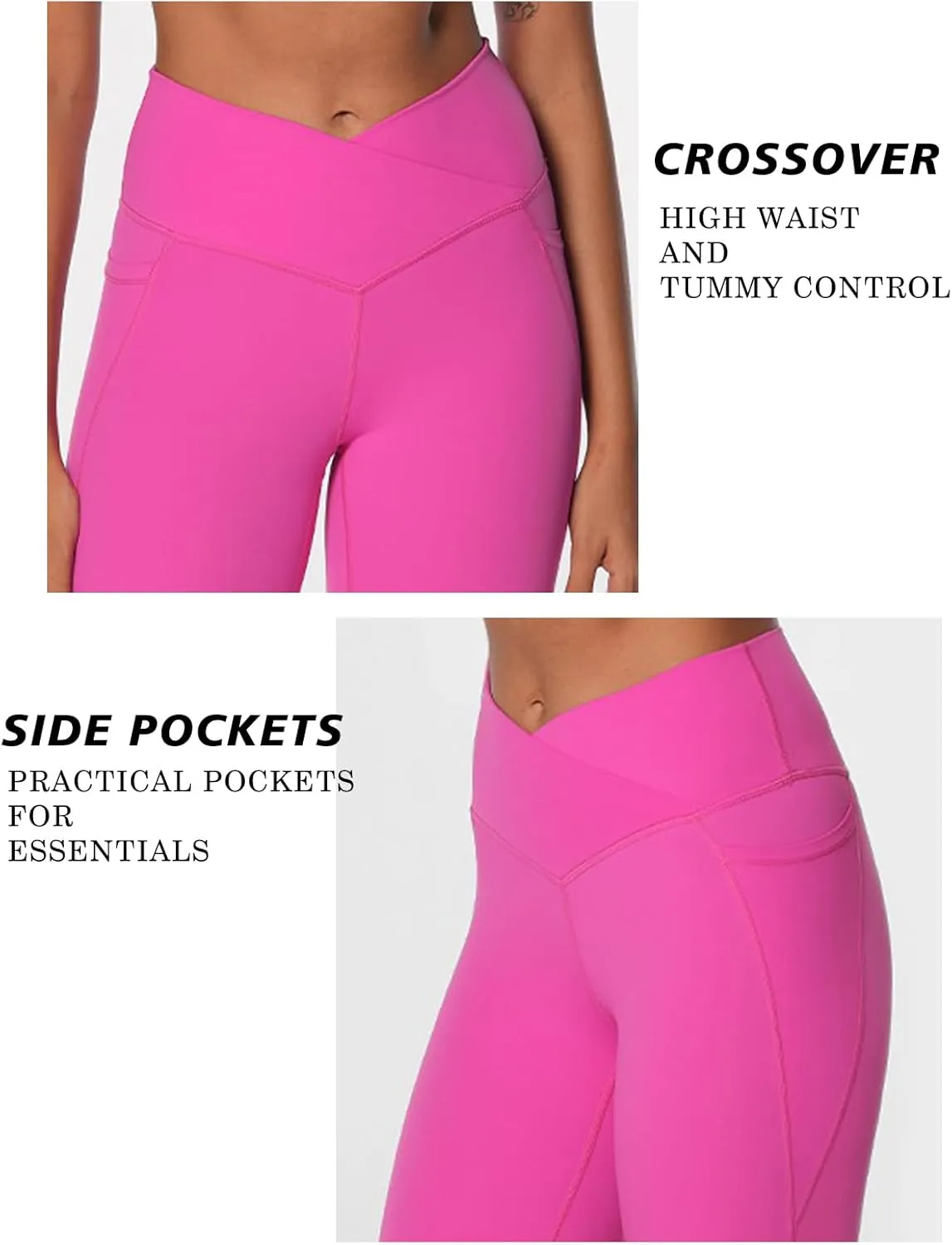 Womens Yoga Pants Women High Waist Waist Athletic Flare Yoga Leggings with Side Pockets Bell Bottom