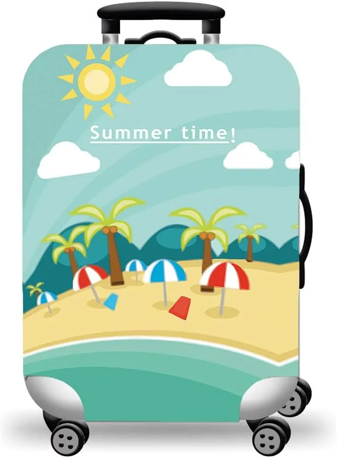 WUJIAONIAO Travel Luggage Cover Baggage Suitcase Protector Fit for 18-32 Inch Luggage (S (for 18-20 inch luggage), Beach)