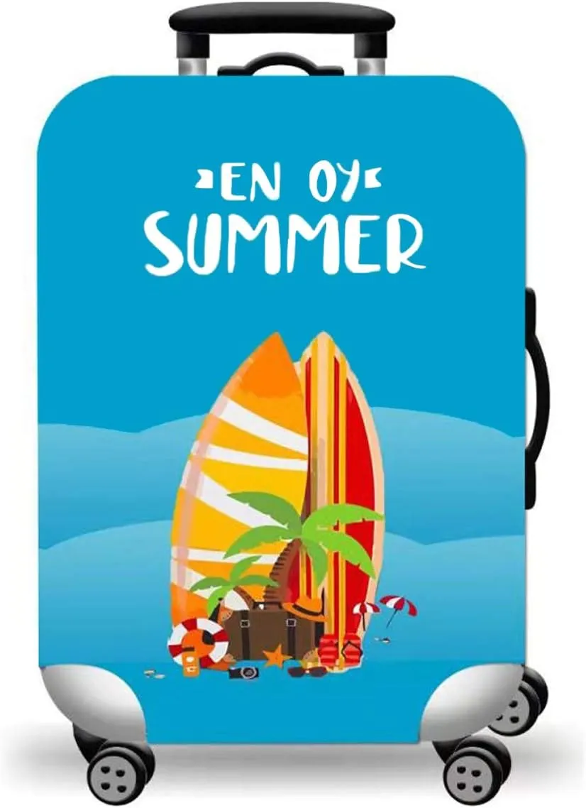 WUJIAONIAO Travel Luggage Cover Spandex Suitcase Protector Washable Baggage Covers (S (for 18-20 inch luggage), Beach surfing)