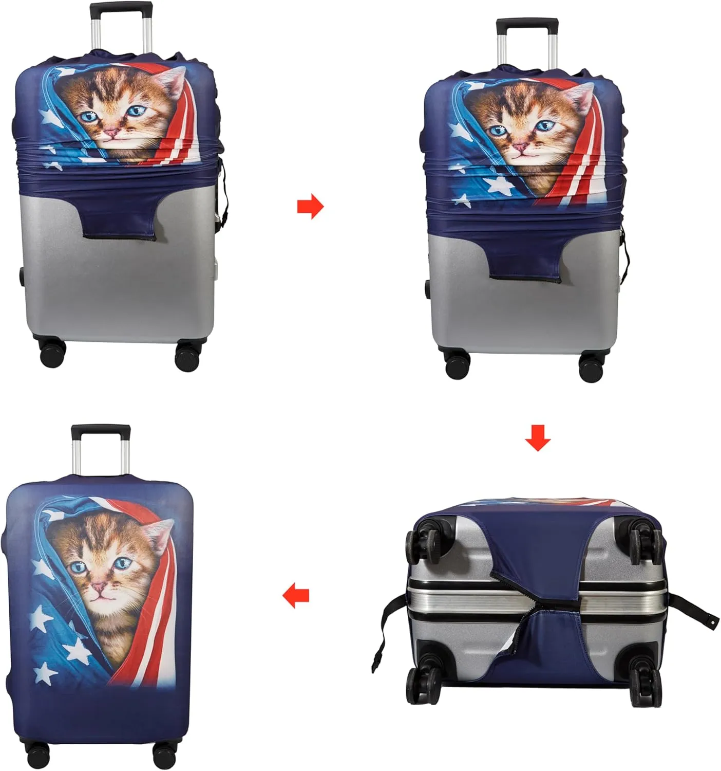 WUJIAONIAO Travel Luggage Cover Spandex Suitcase Protector Washable Baggage Covers (S (for 18-20 inch luggage), Cat A)