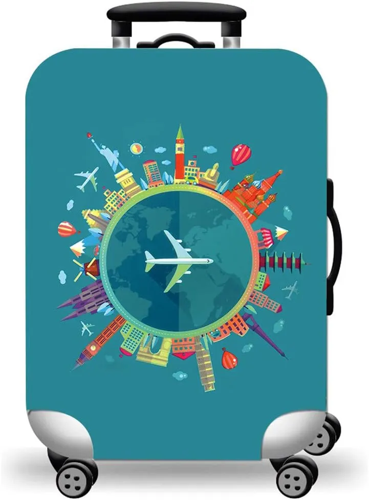 WUJIAONIAO Travel Luggage Cover Spandex Suitcase Protector Washable Baggage Covers (S (for 18-20 inch luggage), Go Travel)
