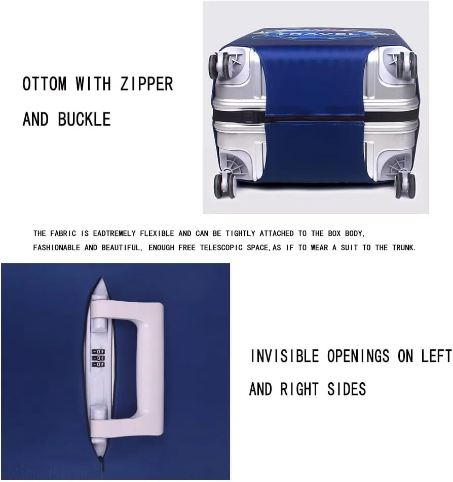WUJIAONIAO Travel Luggage Cover Spandex Suitcase Protector Washable Baggage Covers (S (for 18-20 inch luggage), TRAVEL)