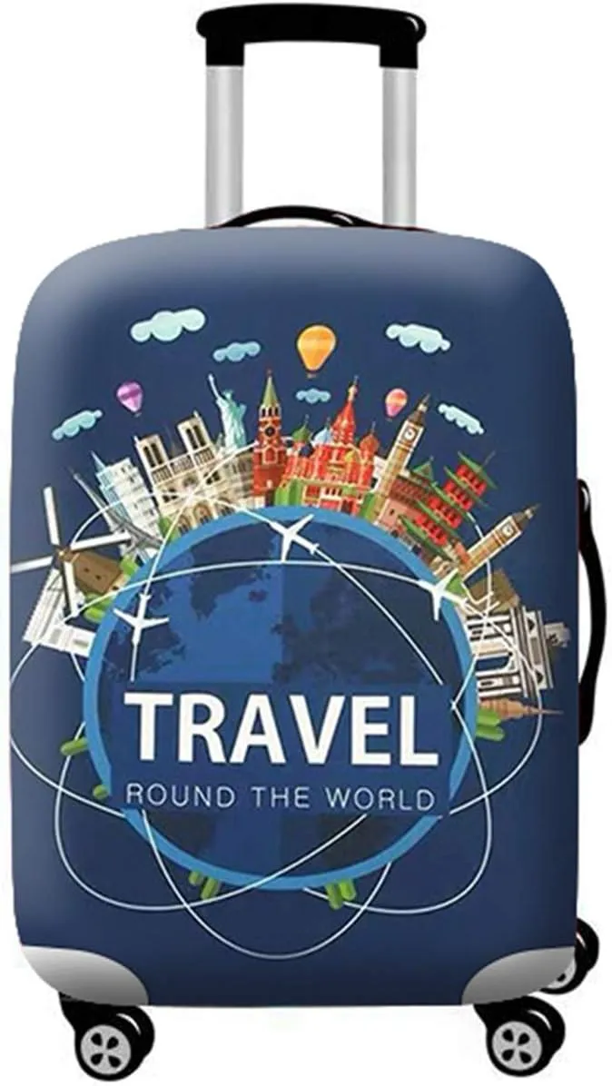 WUJIAONIAO Travel Luggage Cover Spandex Suitcase Protector Washable Baggage Covers (S (for 18-20 inch luggage), TRAVEL)