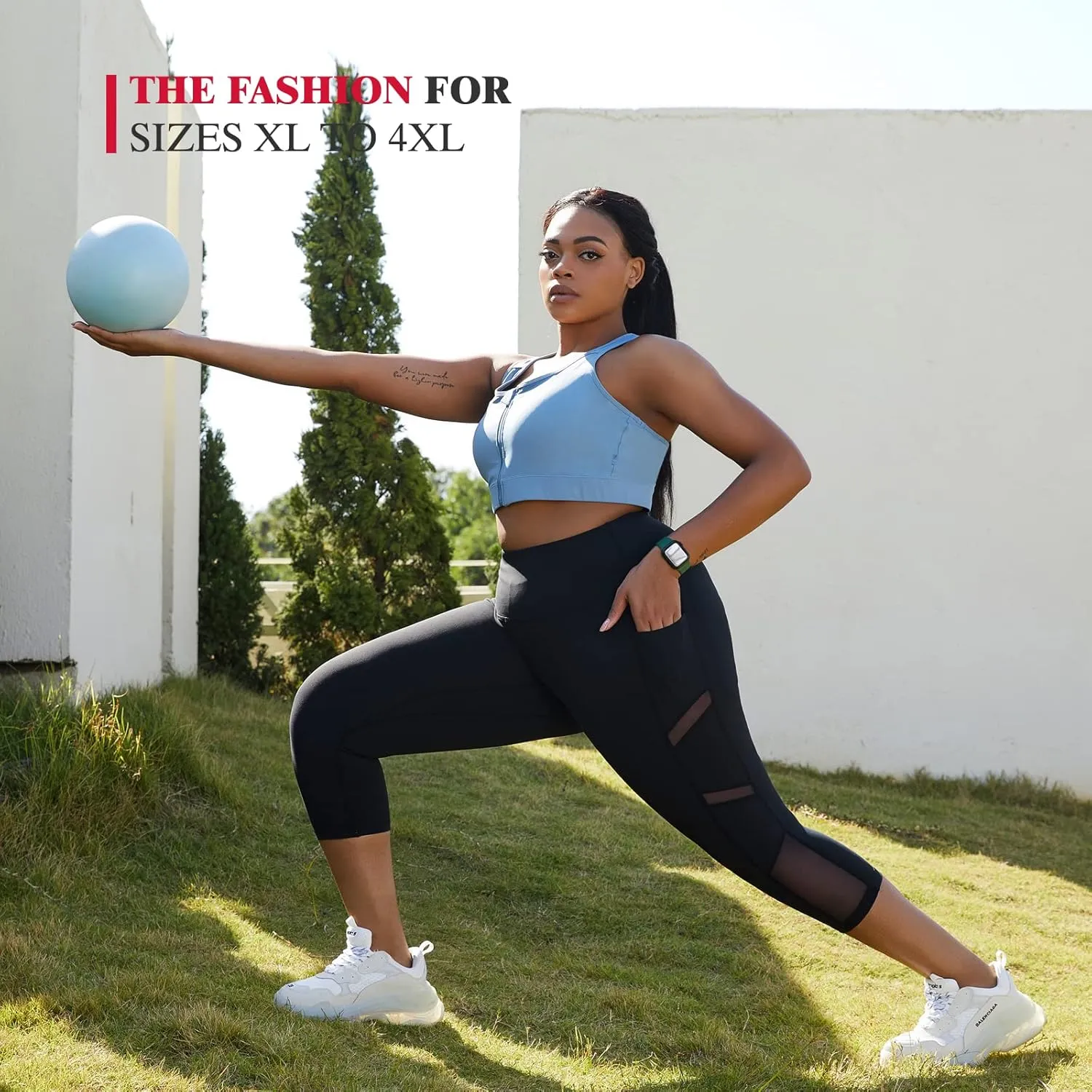 YOHOYOHA Plus Size Leggings High Waist Athletic Workout Yoga Pants Pockets Women's Tummy Control Best Thick Long