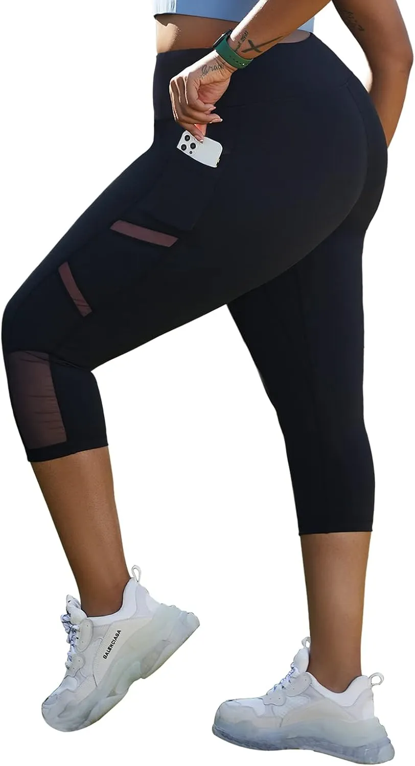 YOHOYOHA Plus Size Leggings High Waist Athletic Workout Yoga Pants Pockets Women's Tummy Control Best Thick Long