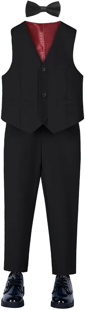 YuanLu Boys Suit Homecoming Dresses for Kids Ring Bearer Outfit Suits Tuxedo Formal Vest and Pants Suit Set