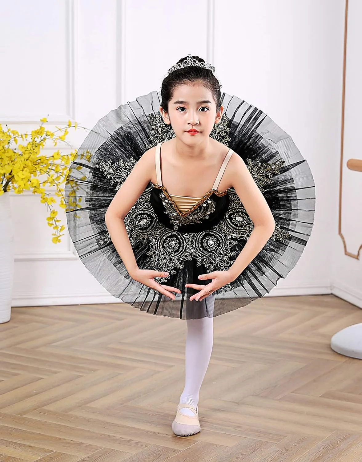 ZX Girl's Ballet Swan Lake Tutu Costume Professional Camisole Skirted Leotard Ballerina Dancewear Fairy Princess Dress